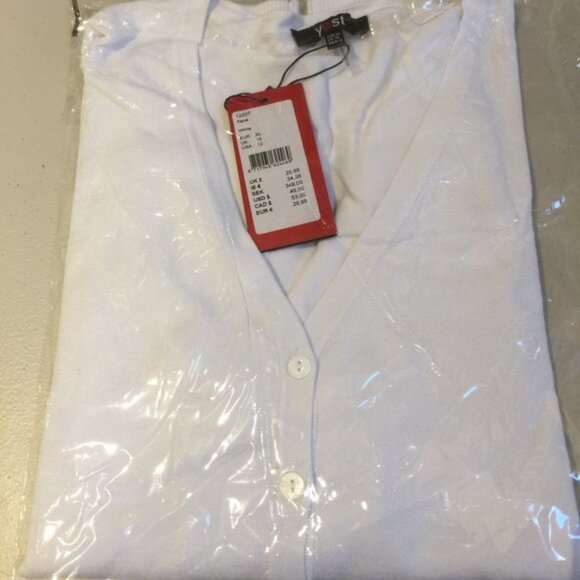 Yest Yana Ladies Cardigan Sweater White Button Front Size 12 - Picture 4 of 8